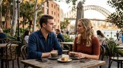 Australian couple having a thoughtful conversation at a cafe about ending their friends with benefits relationship
